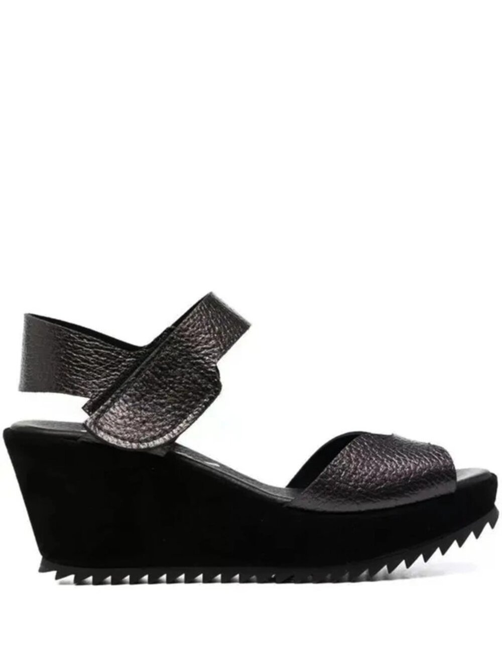 $600 PEDRO GARCIA FAMA SANDALS WEDGE PLATFORM SUEDE BLACK LEATHER 35.5 (TE18)